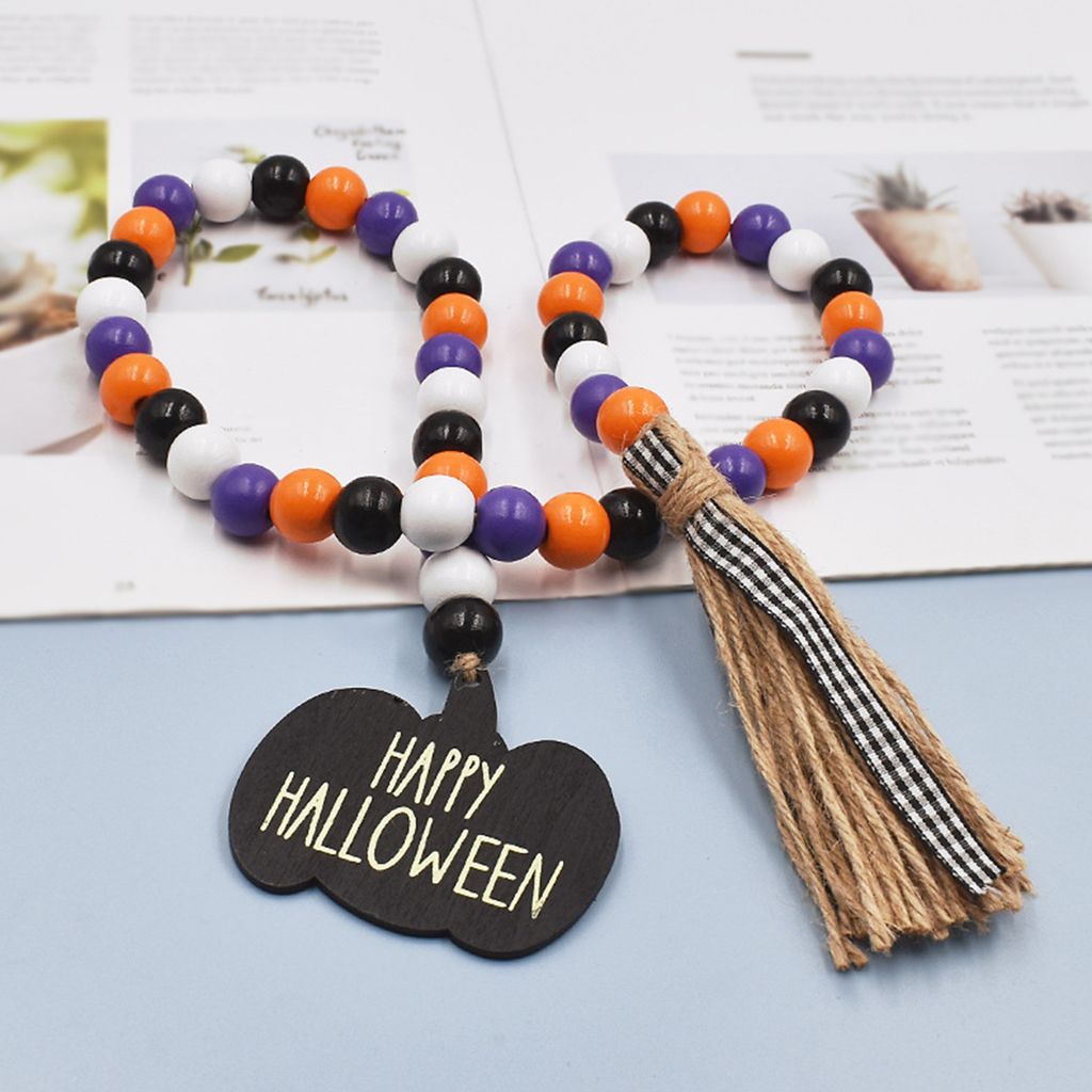 Halloween Hanf Seilschnur Perlenkürbis -Tag DIY Home Dekoration Anhänger Quasten Quasten für gruselige Atmosphäre
