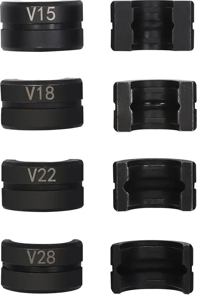 Pressbacken-Set für Rohre, für Presszange, 15/18/22/28 mm, schwarz