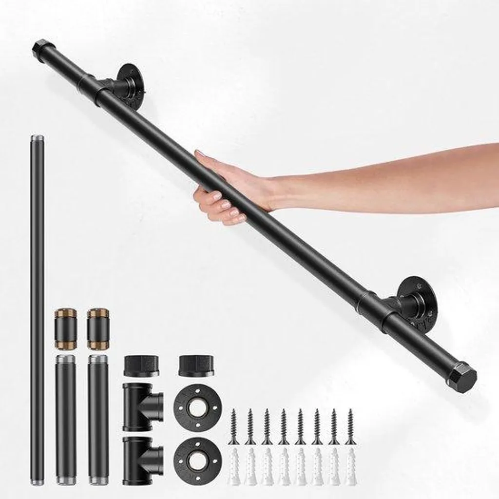 Bande d'escalier en acier inoxydable noir 1m avec kit d'accessoires complet