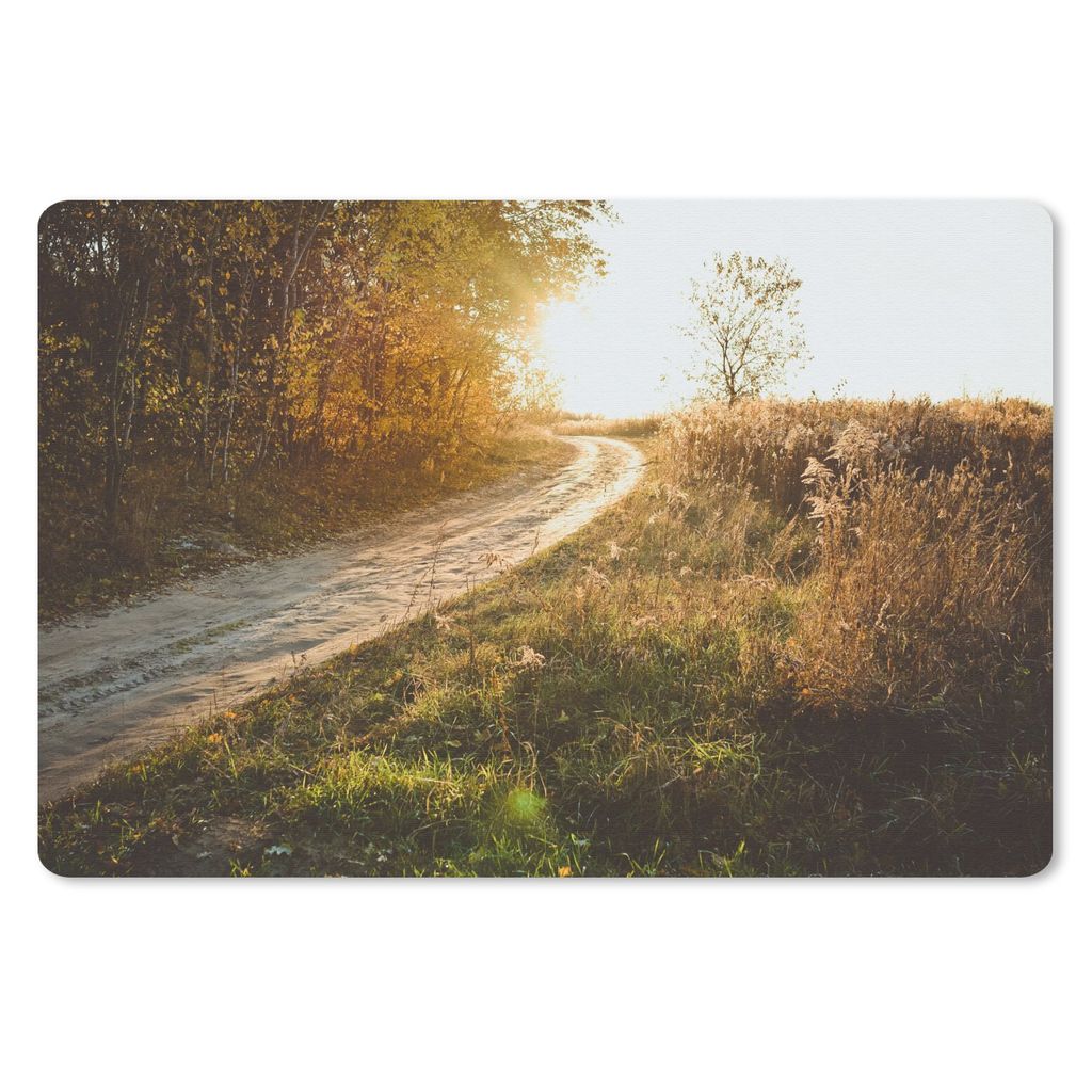 MuchoWow Schreibtischunterlage Weg - Natur - Baum 60x40 cm - XXL Mauspad - Großes Mauspad