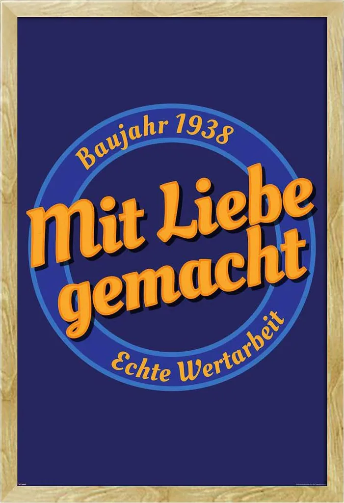 Poster di compleanno - Poster - 1938 - Lavorazione autentica + cornice rimovibile, Shinsuke® Maxi MDF faggio, vetro acrilico