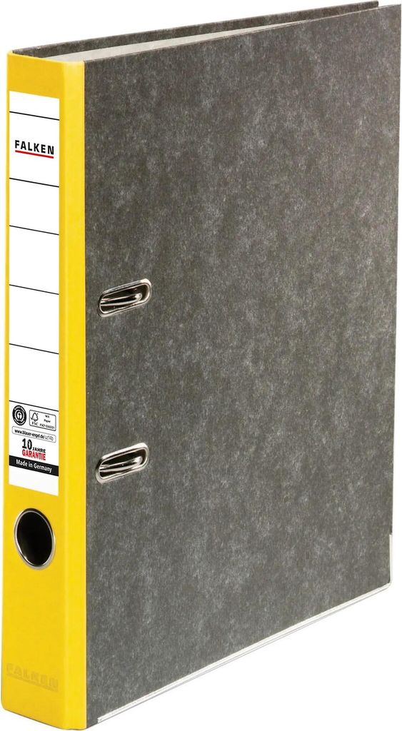 Falken 25x Ordner RC-Wolkenmarmor A4 farbiger Rücken 50mm Rücken gelb 80023625F