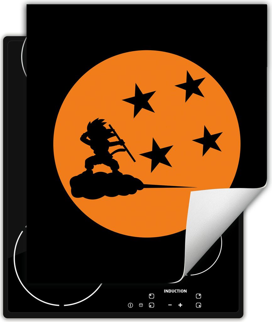 DarHaus Herdabdeckplatte 45x52 cm Anti Rutsch Matte Aufrollbar, schwarz - Dragon Balls