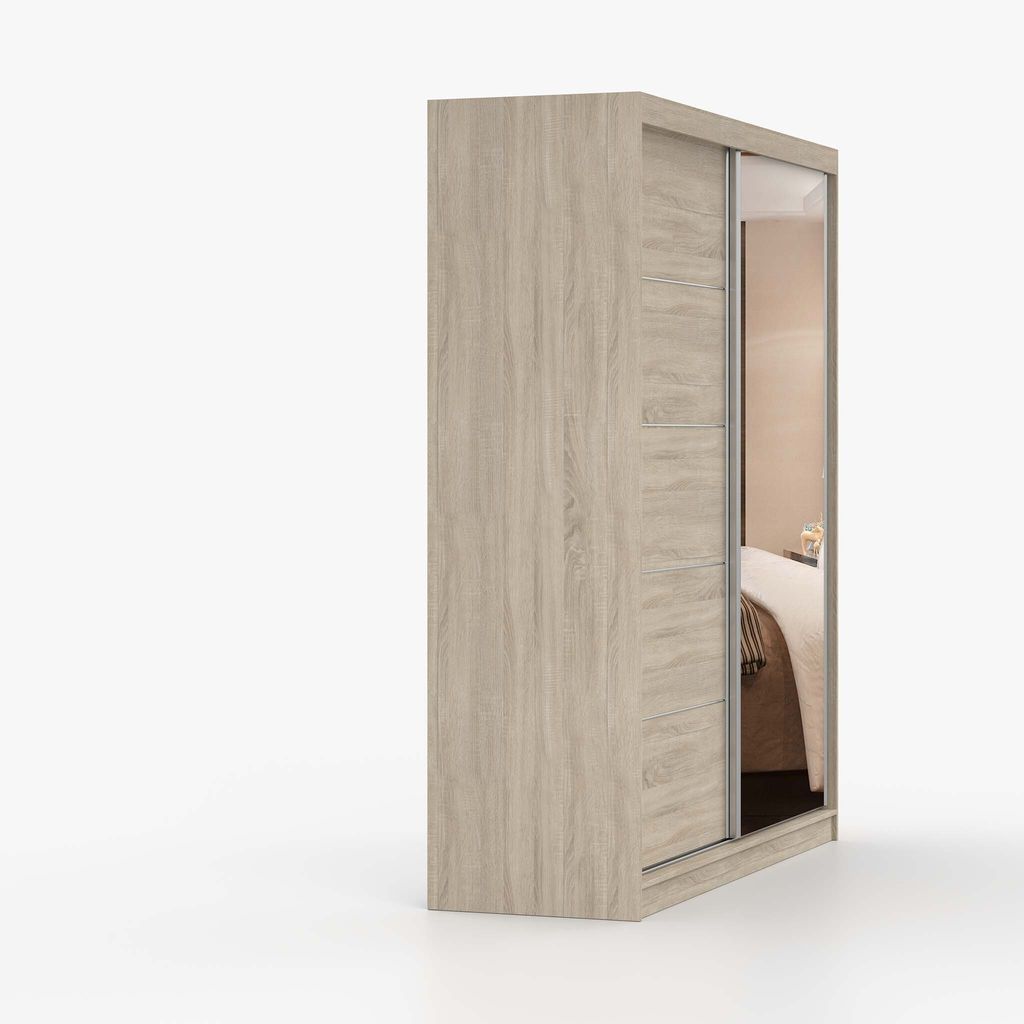 Schwebetürenschrank Kleiderschrank Schrank 183 cm Sonoma Produktbild 8