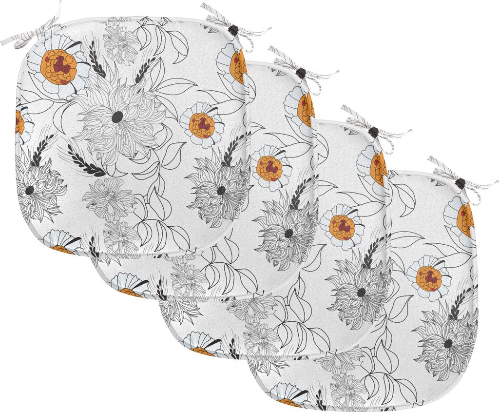 ABAKUHAUS Blumen Polster für Esszimmerstühle, Blütenblätter Wachstum, Dekoratives wasserfestes Kissen mit Riemen für Küchensitze, 40 cm x 40 ...