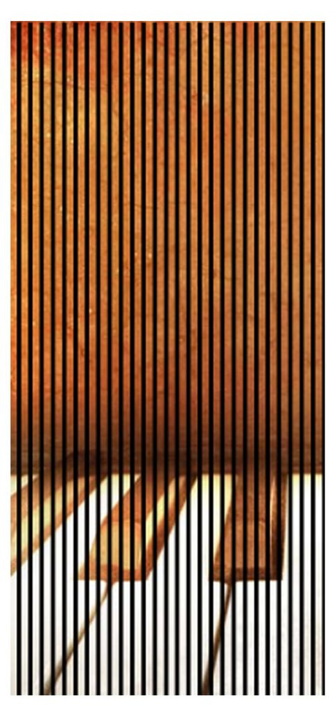 Akustikpaneele mit Digitaldruck Jazz02 19 x 1133 x 2400 mm Klavier Tasten Musik MDF PET-Fasern Wandpaneele Braun Weiß 2 Einzelplatten