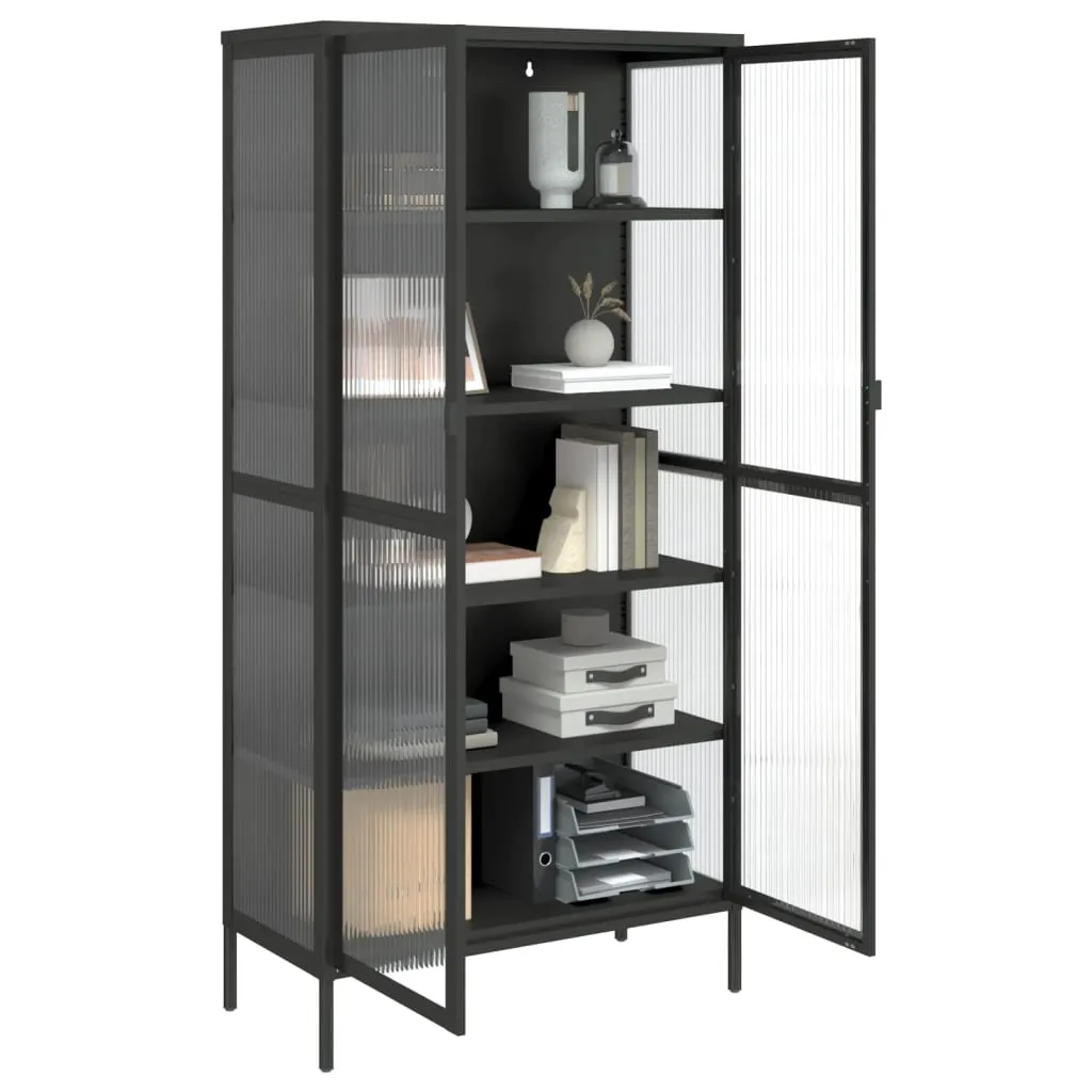 Armoire Vitrée Noire 180 cm : Solution de Rangement Stable et Durable - 12