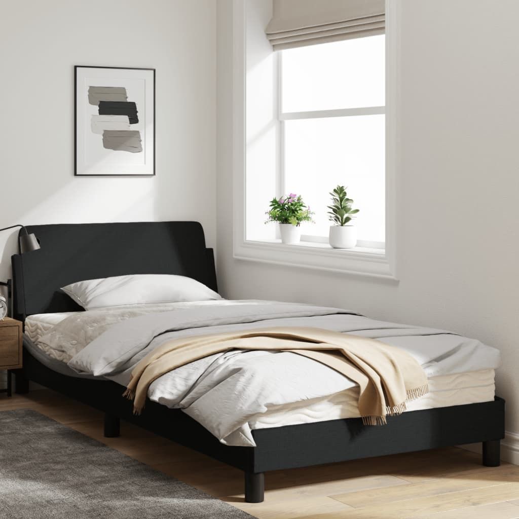 “2026 Modern“ Bettgestell "Dover" Schwarz 100x200cm Stoff - Designermöbel 529120 - Klassische BettenJugendbett Tagesbett