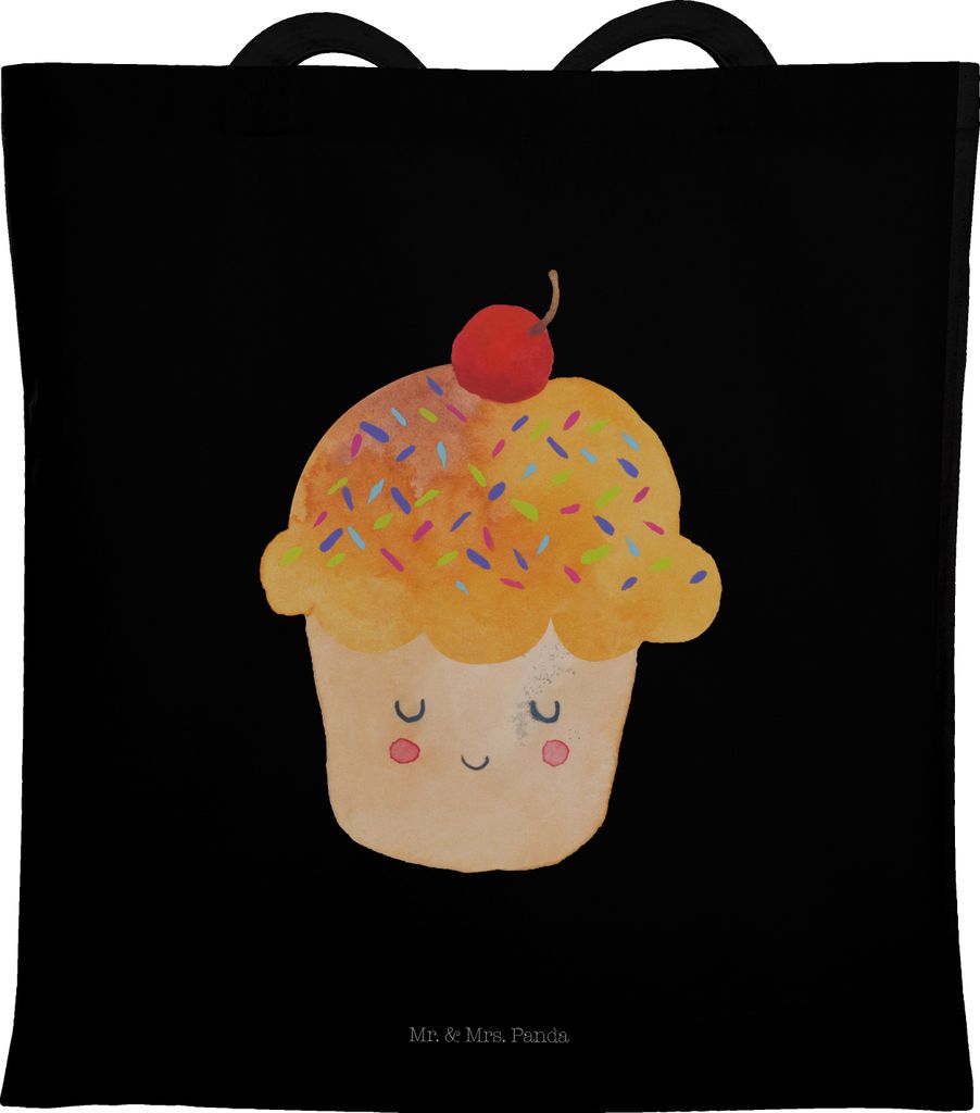 Mr. & Mrs. Panda Shopping Tasche Cupcake - Schwarz - Geschenk, Cupcakes, Küche Deko, Lustige Sprüche, Tote Bag, Wunder, stoff shopper, Tragetasch...