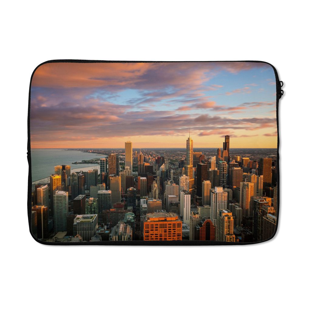 MuchoWow Laptop Hülle 13 Zoll Skyline - Stadt - Wolken - Amerika Laptoptasche - Laptophülle - Sleeve - Rundumschutz