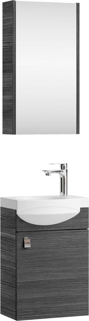 Planetmöbel Badmöbel-Set Waschtisch mit Unterschrank 40cm & Spiegelschrank 40 Anthrazit