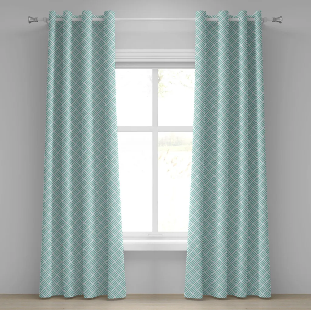 Rideaux décoratifs à 2 panneaux style rétro moderne vert menthe blanc