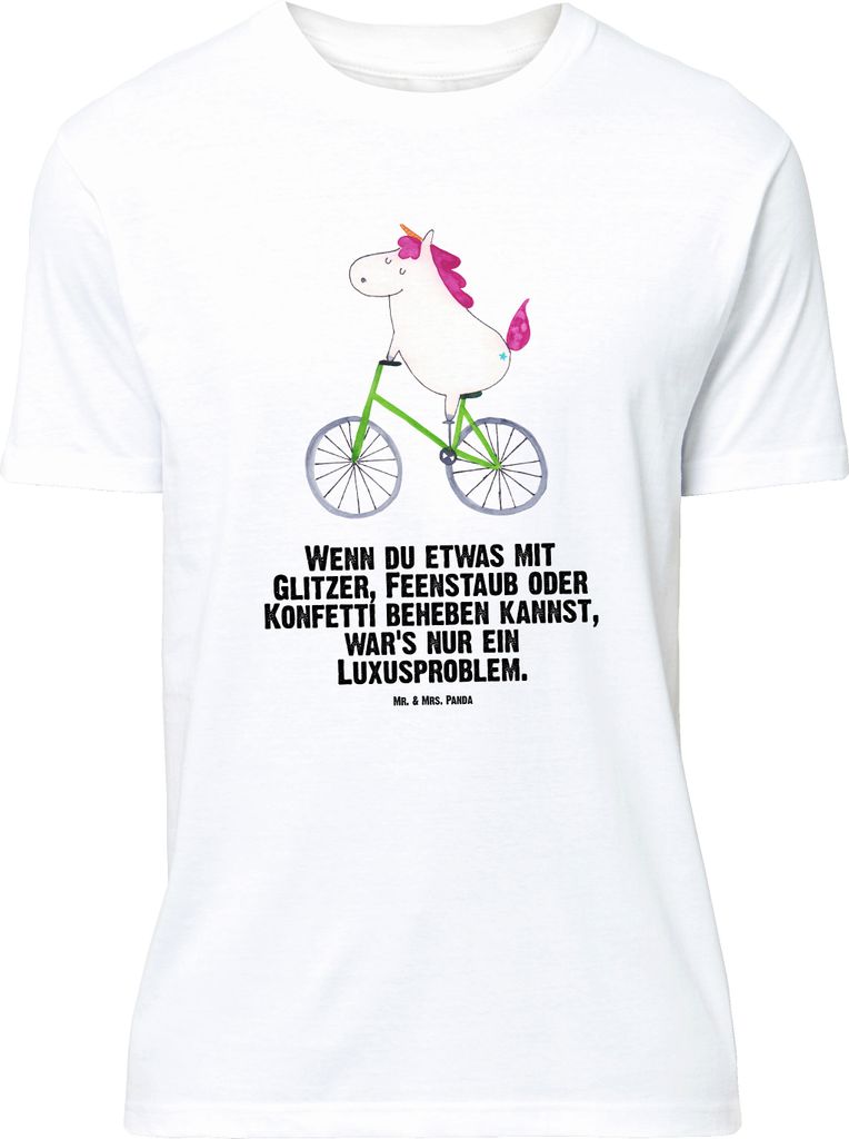Mr. & Mrs. Panda Tshirt Einhorn Radfahrer - Weiß - Geschenk, Rad, T-Shirt mit Spruch, Bike, S, Motiv, Radfahren, Einhörner, Unicorn, Basic-Shirt