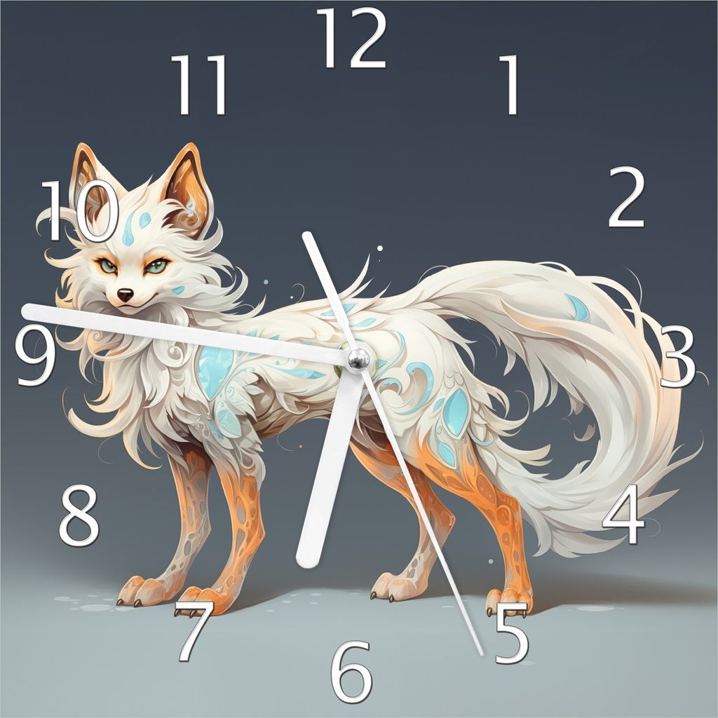 Wallario Design Wanduhr Geheimnisvoller Fuchsgeist aus Produktbild 