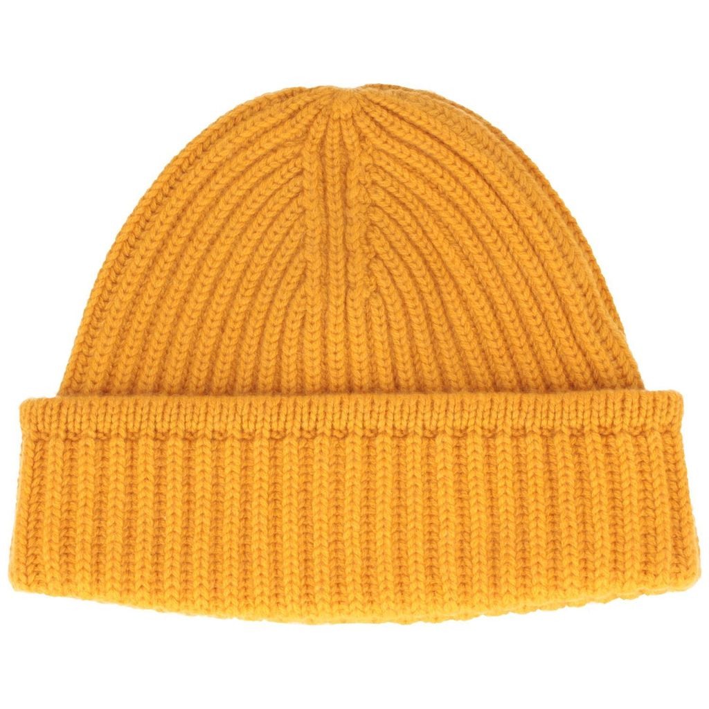 Riviera dicke & warme Umschlag-Strickmütze reines Kaschmir, gelb, Gr. Einheitsgröße