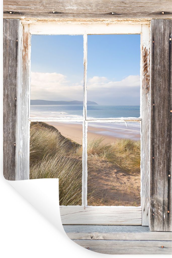 MuchoWow Wandtattoo Wandsticker Wandaufkleber Strand - Meer - Blick 40x60 cm Selbstklebend und Repositionierbar - Wierderverwendbar - Selbstklebend