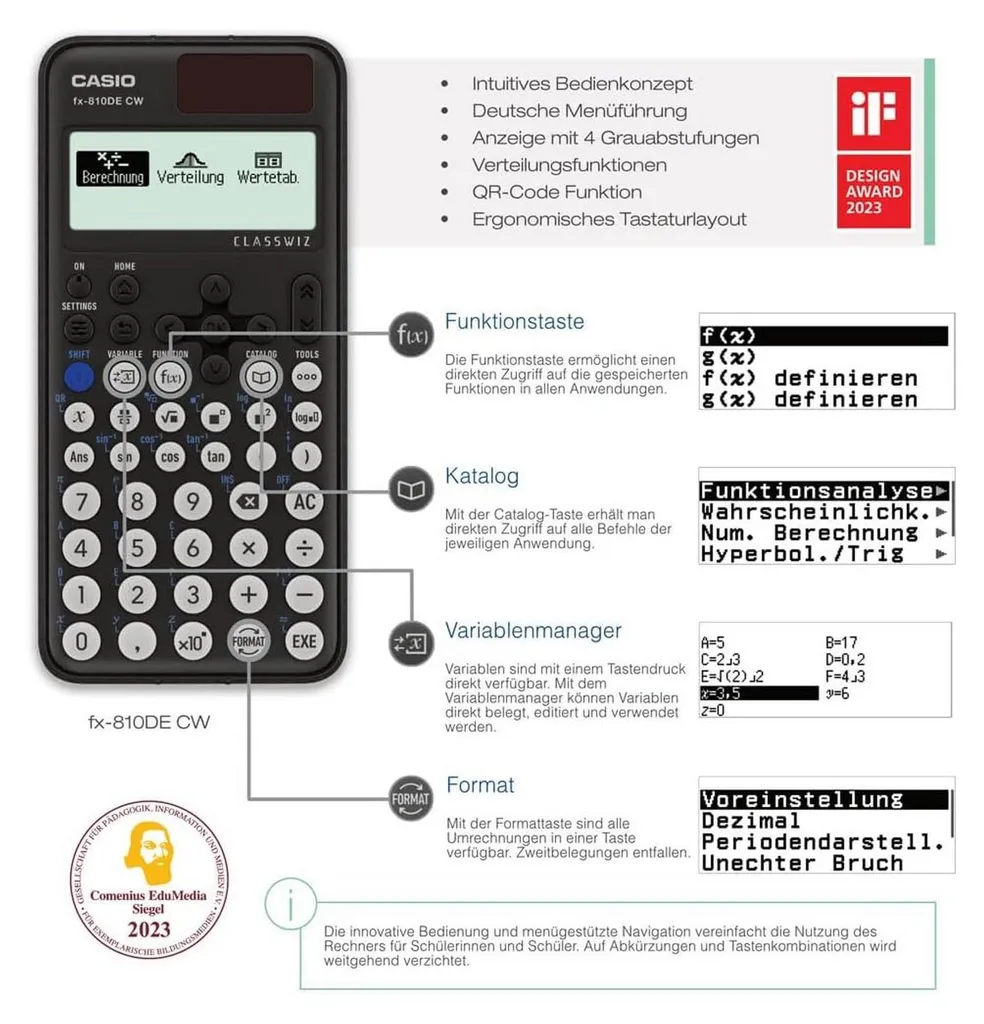 Casio FX 810DE CW calculatrice technique avec écran haute résolution - 12