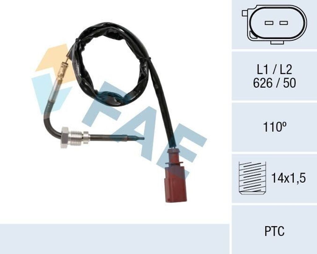 FAE 68042 Abgastemperatursensor für VW Transporter V Bus (7HB, 7HJ, 7EB, 7EJ, 7EF, 7EG, 7HF, 7EC) M14x1,5 626mm