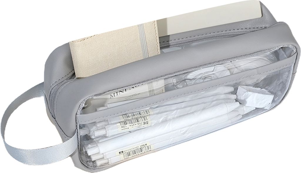 Federmäppchen, großes Fassungsvermögen, doppellagig, innen transparent, mit Reißverschluss, wasserdicht, Aufbewahrung von Gegenständen, PVC-Bl...