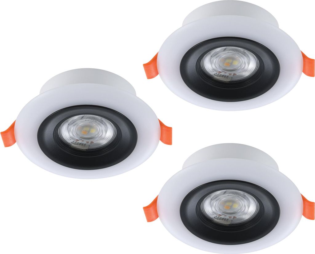 EGLO 3er Set LED Einbaustrahler Calonge RGB, Deckenspot flach mit Fernbedienung, Deckenstrahler dimmbar, Farbwechsel, warmweiß-kaltweiß, Ø 9,8 cm