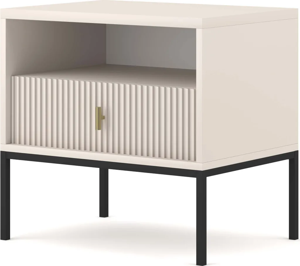 Table de chevet pour lit haut Maggiore Beige et Noir 54cm pratique