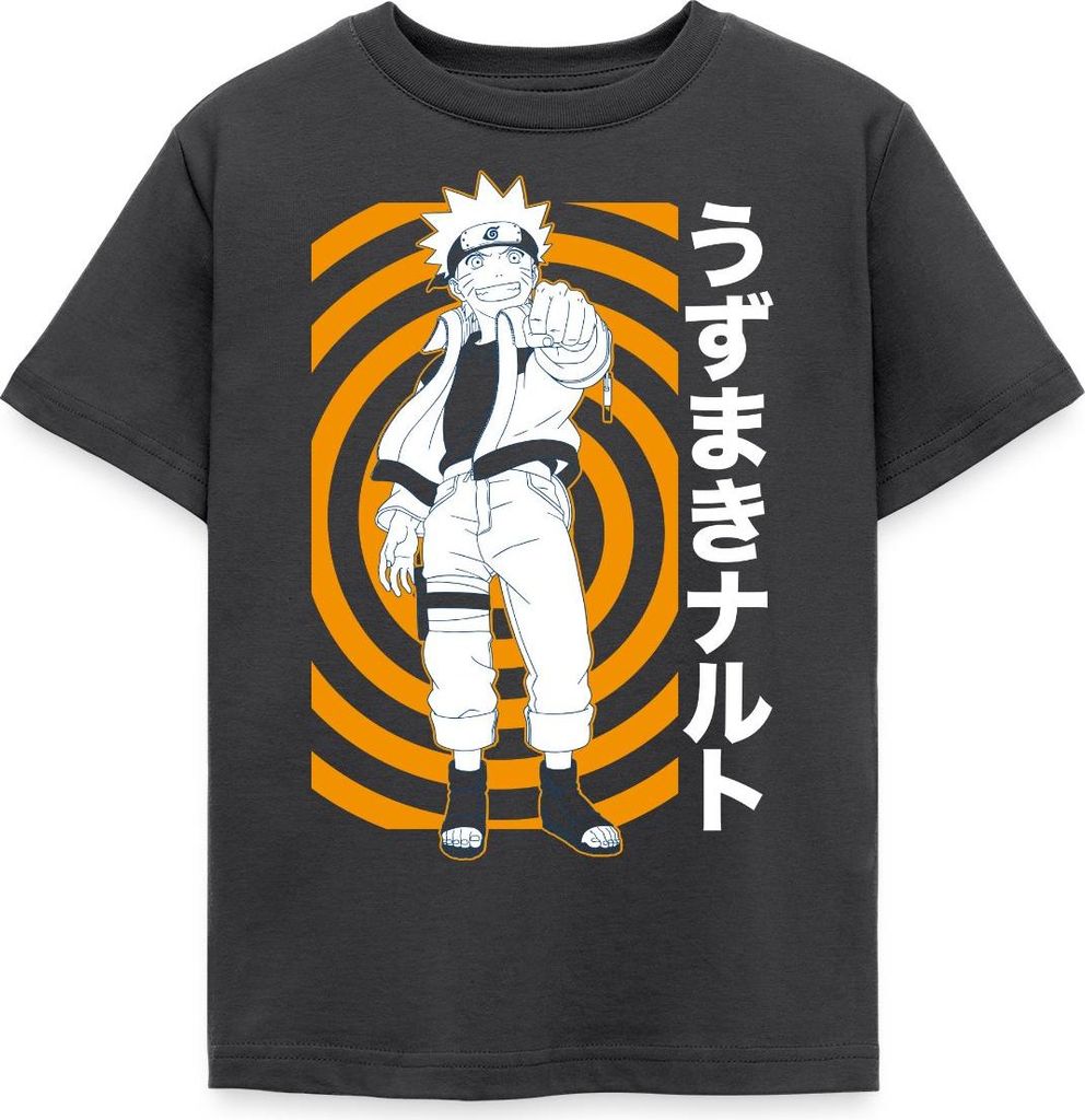 Spreadshirt Naruto Cooles Design Mit Naruto Kinder T-Shirt, 98/104 (3-4 Jahre), Dunkelgrau