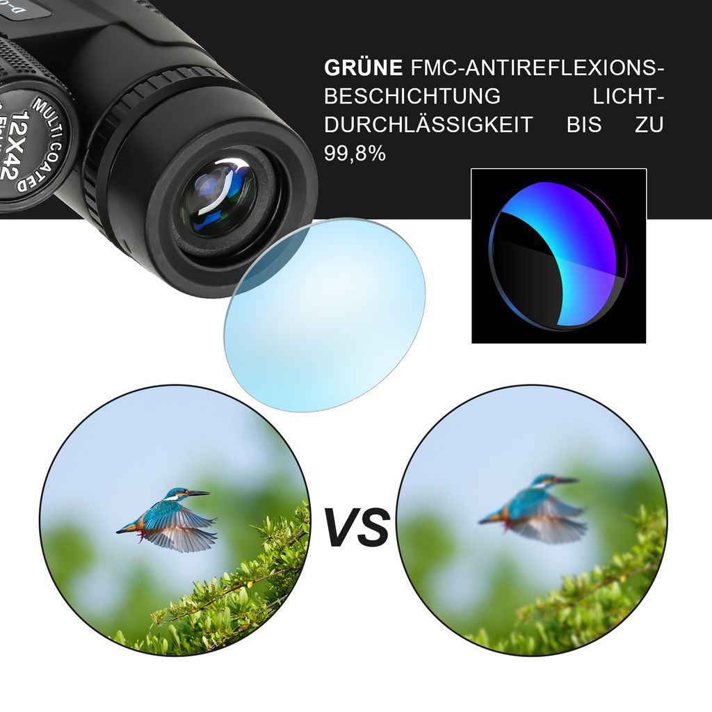 10x50 HD Fernglas für Erwachsene mit Smartphone-Adapter BAK4 Prisma FMC Objektiv Nachtsicht kompaktes wasserdichtes Fernglas Jagd geeignet für Vogelbeobachtung Reisen 