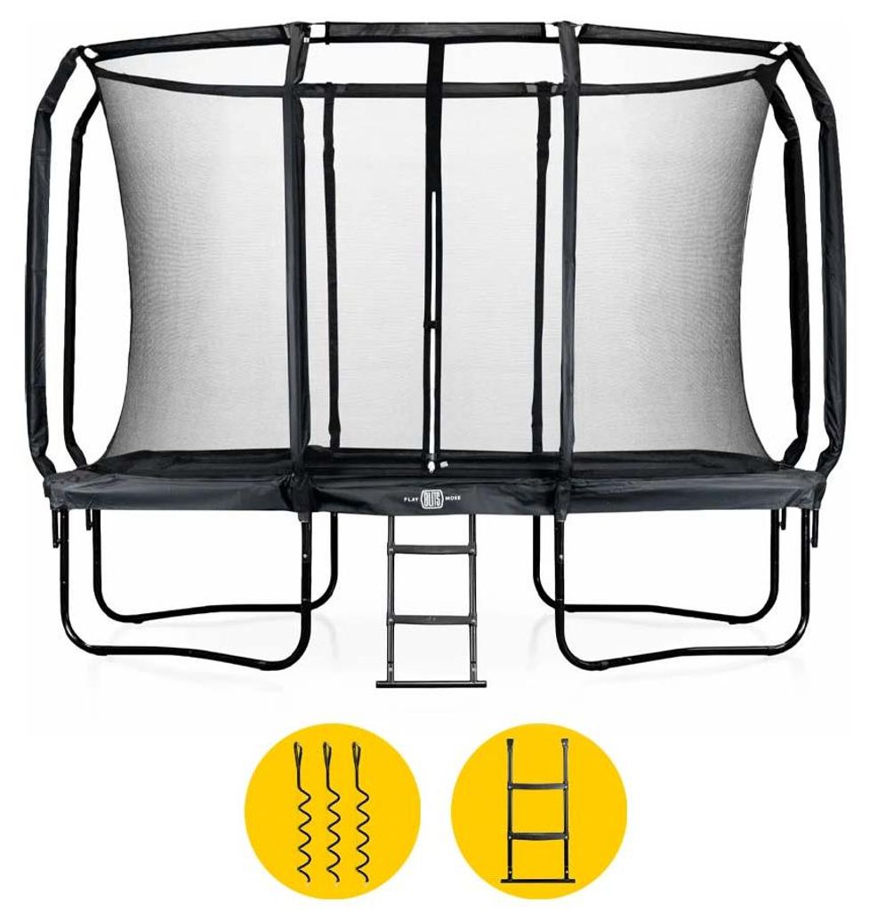 BLITS Urban Trampolin Rechteckig 305 x 213 cm Schwarz Inkl. Sicherheitsnetz