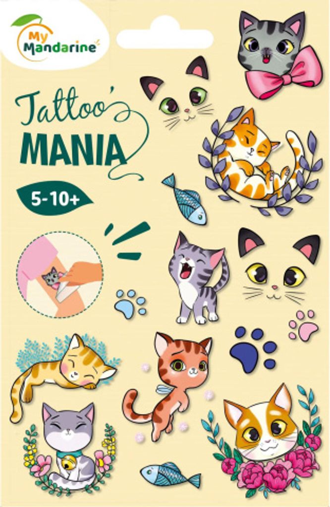 Avenue Mandarine 10x Tattoo' Mania, Katzen - Mehrfarbig CC056C