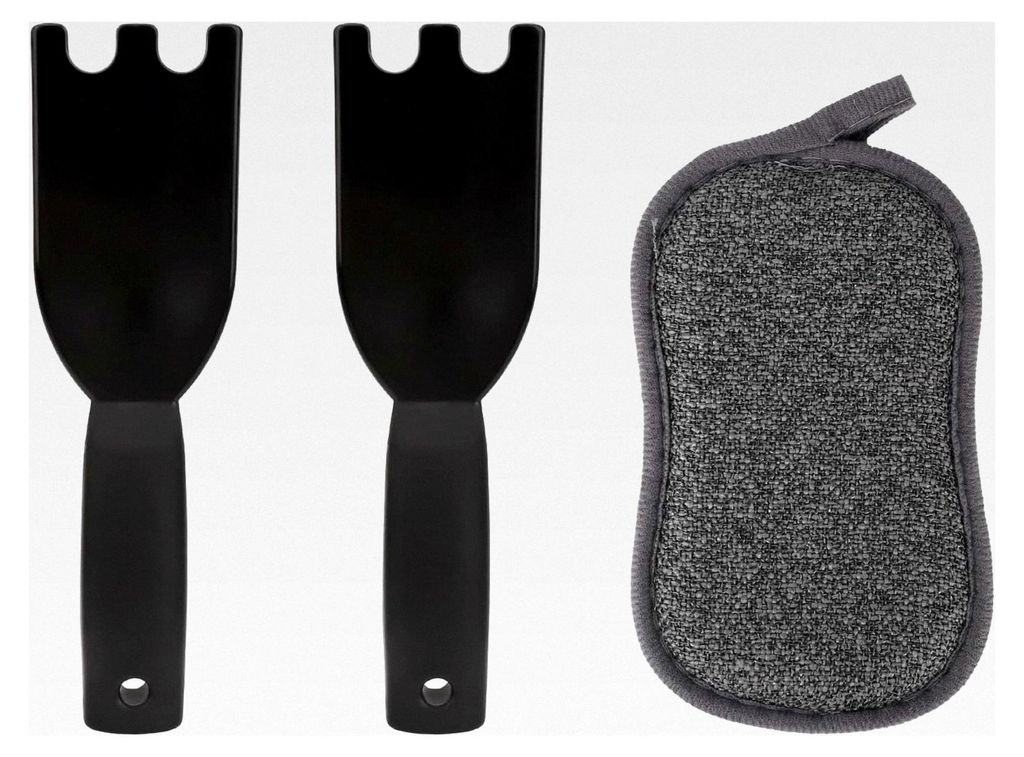 2-teiliges Grill-Schaber-Set für George Foreman, hitzebeständige Kunststoffspatel mit Rillen und Schwammtuch, komfortabler Griff, Reinigungswerkz...