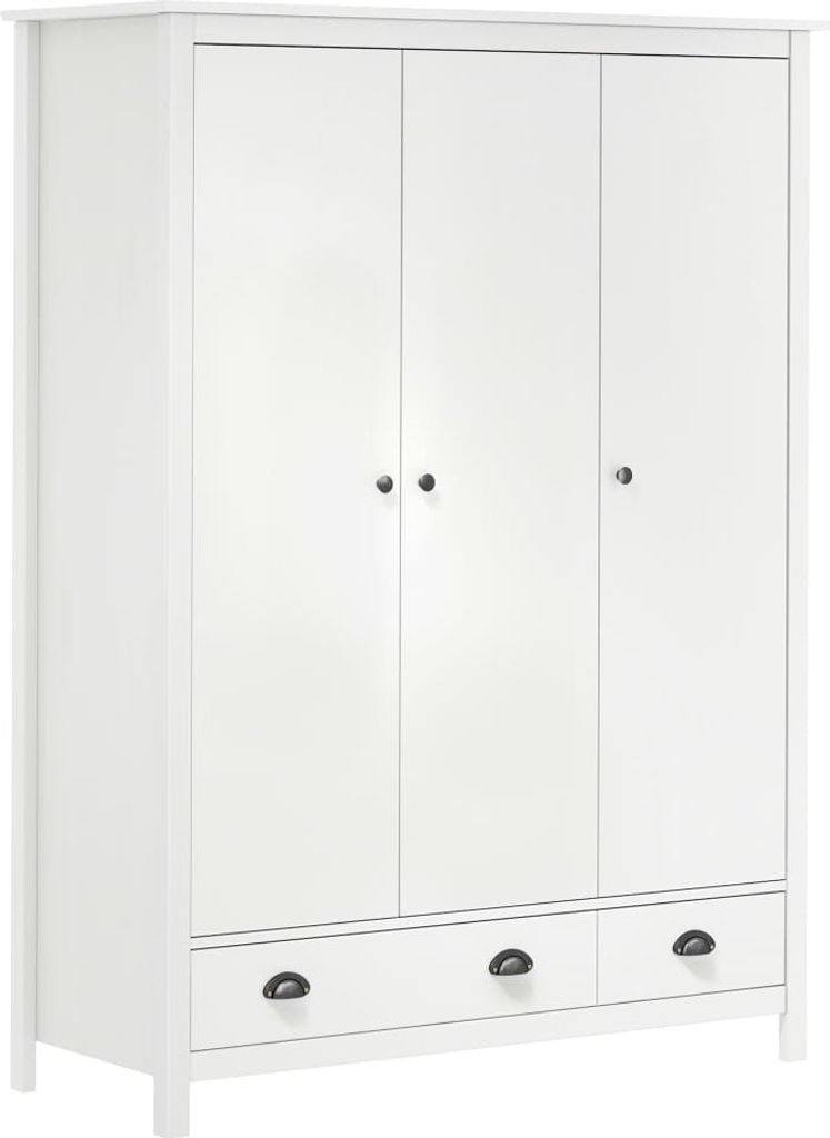 Kledingkast Hill 3 deuren 127x50x170 cm massief grenenhout Productafbeelding 
