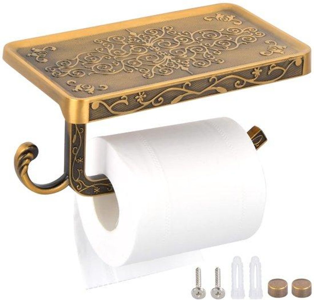 Portarotolo da parete in legno effetto anticato per bagno Immagine del prodotto 