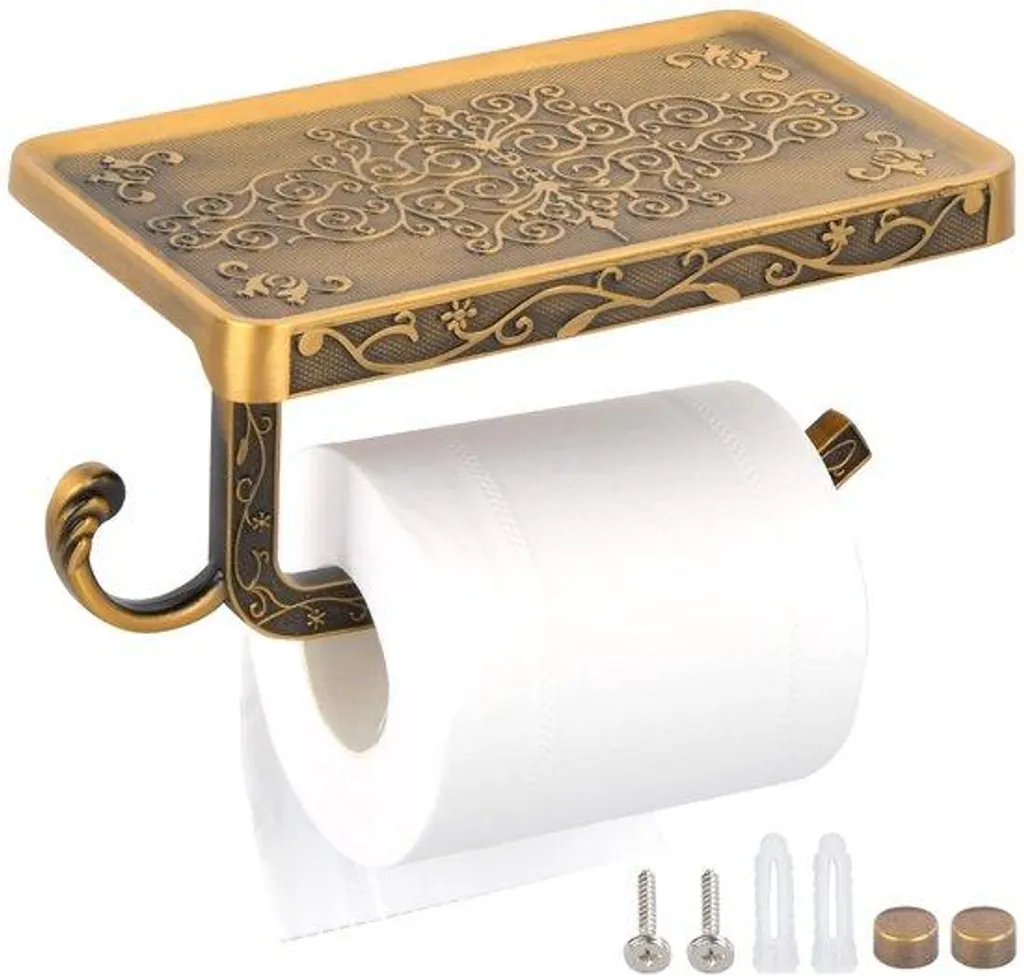 Support papier toilette bois anti-rouille style antique pour WC chic