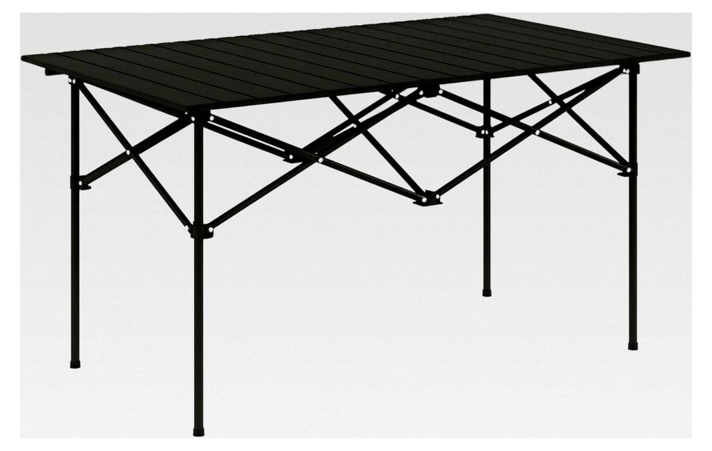 Klapptisch mit rollbarer Tischplatte und X-Rahmen aus Aluminium, leicht, für 2 Personen, Beistelltisch für Garten, Balkon und Camping, 95 x 55 cm...