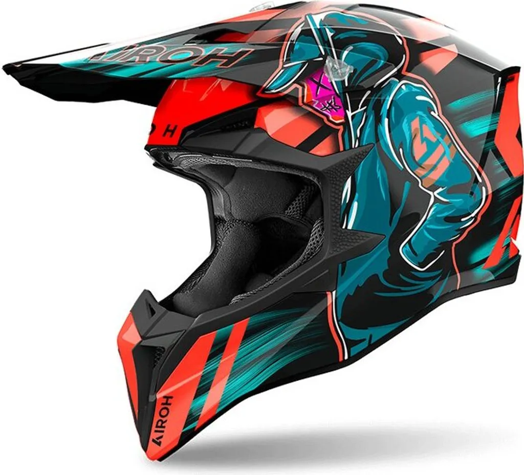 Casque de Moto Cross AIROH Wraaap Cyber pour Junior et Petite Taille