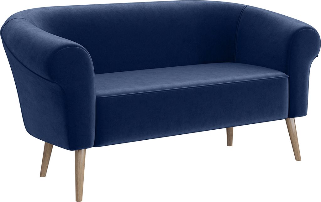 MEBLINI Mini Sofa 2-Sitzer für Wohnzimmer - Mini Lounge für zwei Personen - Küchensofa - Sofa Klein - EMILIA - 2 - Blau Samt
