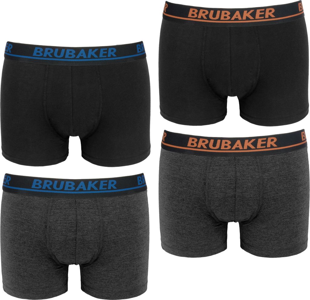 Brubaker Herren Retro Boxershorts - 4er Pack Retroshorts - Hipster Boxer Unterhose mit elastischem Bund Bequem und Atmungsaktiv ohne Eingriff - Mä...
