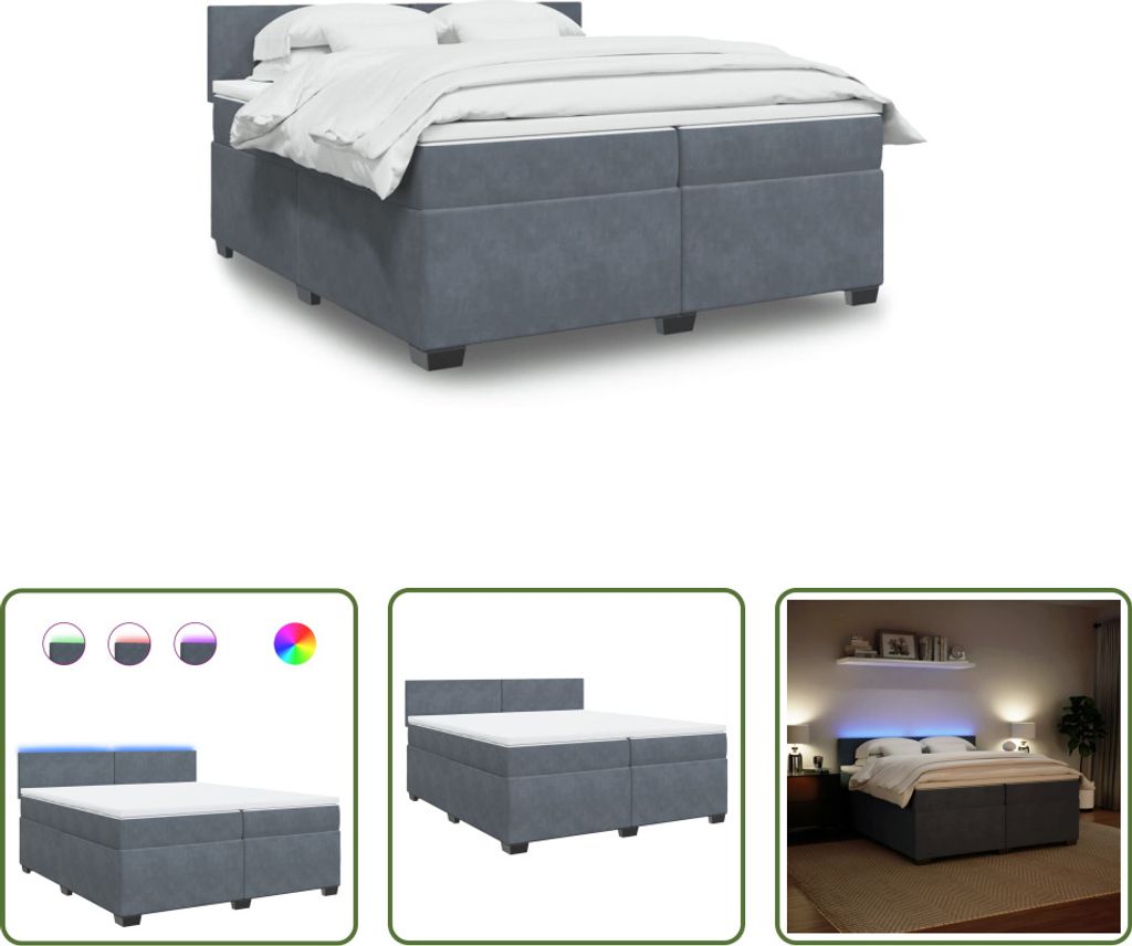 The Living Store Boxspringbett mit Matratze Dunkelgrau 200x200 cm Samt