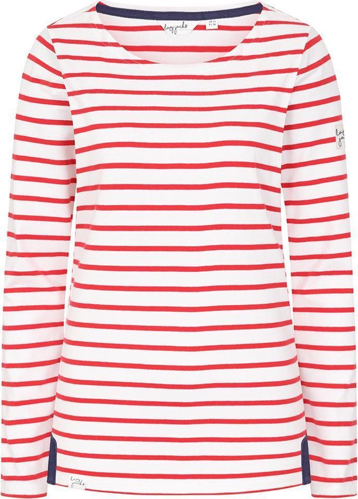 Lazy Jacks - "Breton" Oberteil für Damen, Langärmlig LJ458 (38 DE) (Rot)