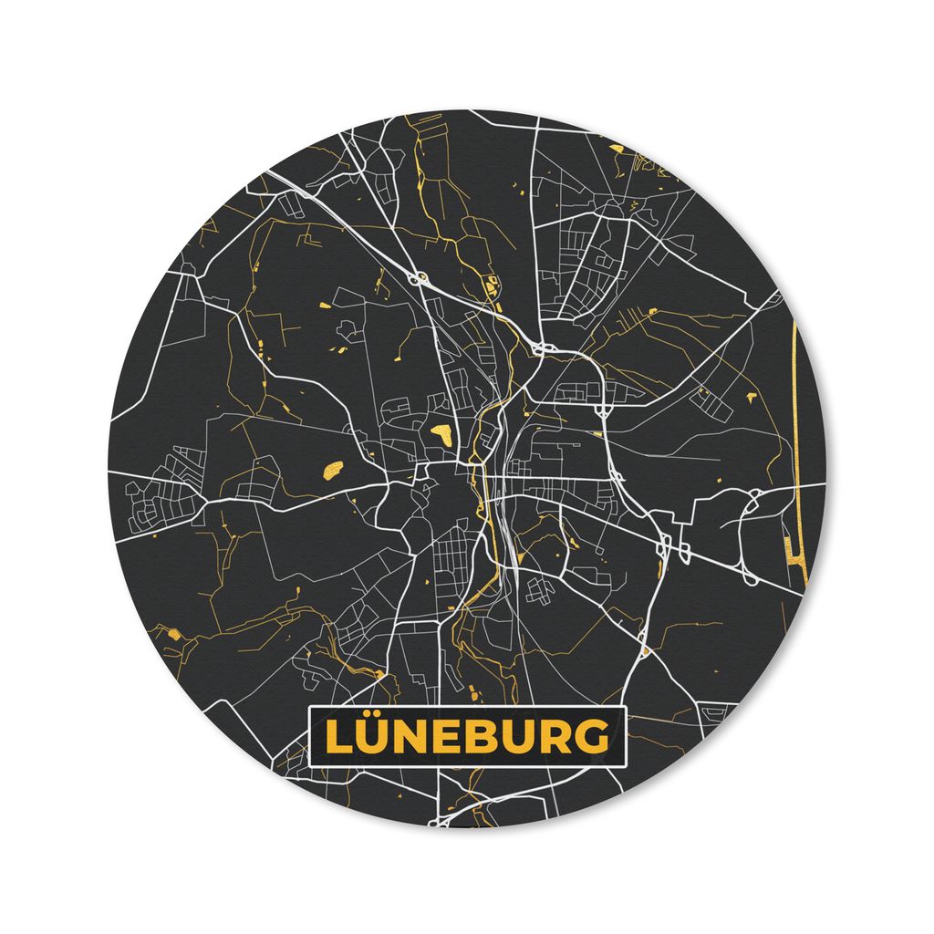 MuchoWow Mauspad Mousepad Karte - Lüneburg - Gold - Stadtplan - Deutschland 20x20 cm - Mousepads - Maus Mat - Pad - Mausunterlage - Schreibtisch...