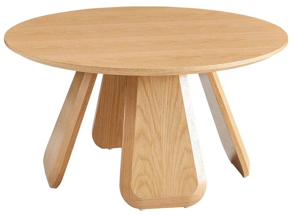 Table Basse Ronde 80 cm Gain de Place Aspect Chêne Naturel Selsey Affitly