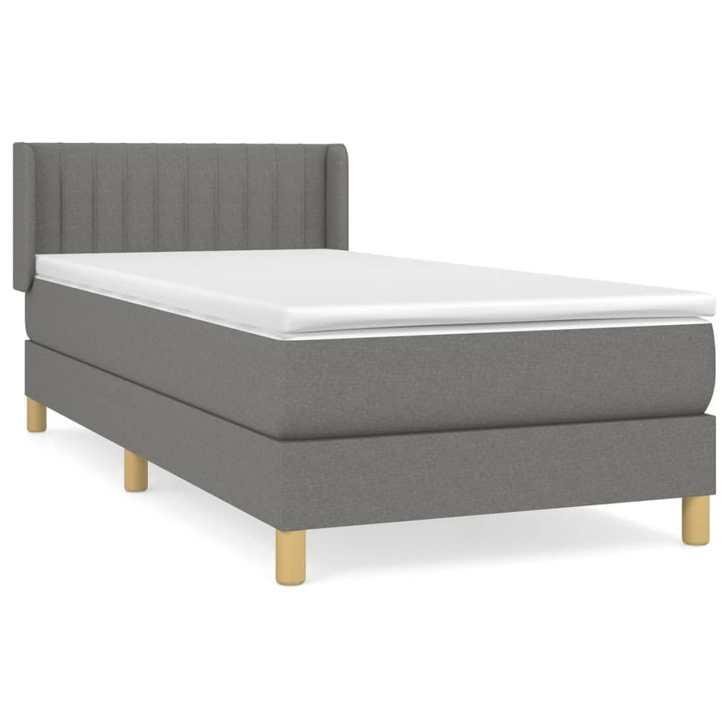 "WINTER SALE" Boxspringbett Einzelbett - Gästezimmer - mit Matratze Dunkelgrau 100x200 cm Stoff - Polsterbett Klassische Betten NEU9639827