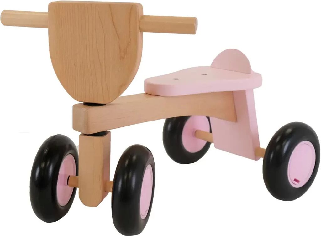 Bandits & Angels Vintage Rider Laufrad aus Naturholz, rosa, ab 1 Jahr - Für Mädchen - Rosa Laufrad aus Holz - Vierrad - Geräuscharme und kratzfe...