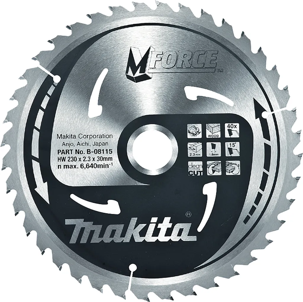 Évitez les Éclats avec la Lame Makita MFORCE 230x30 mm de 40 Dents