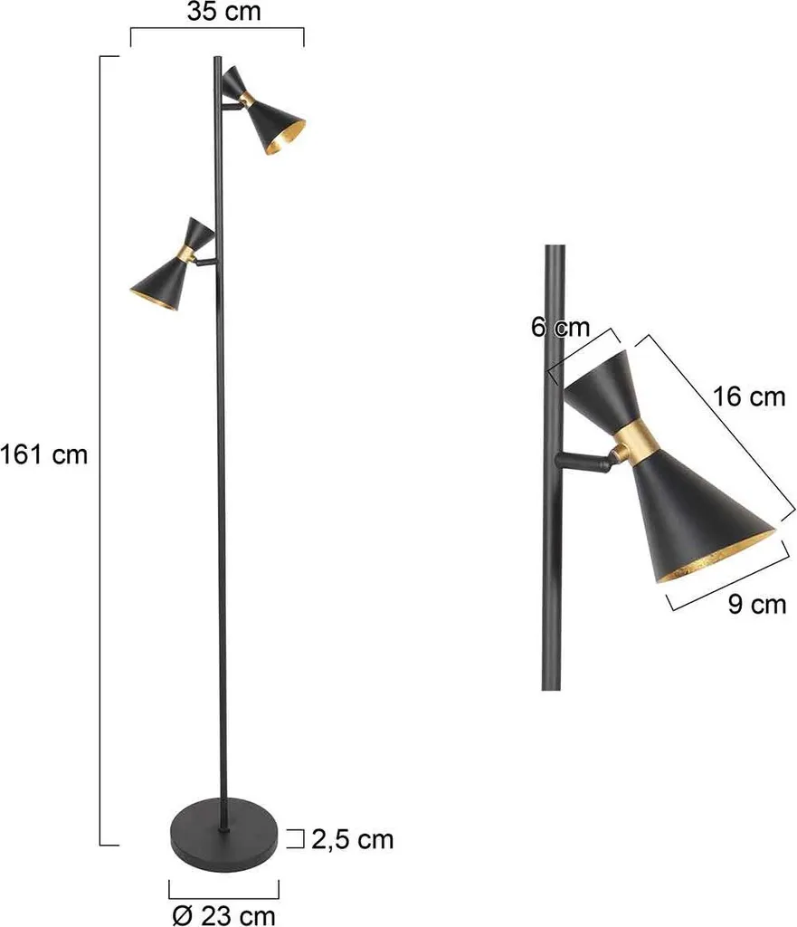 Piantana Moderna Anne Lighting Preto 4112ZW - Design Nero Metallo - 7