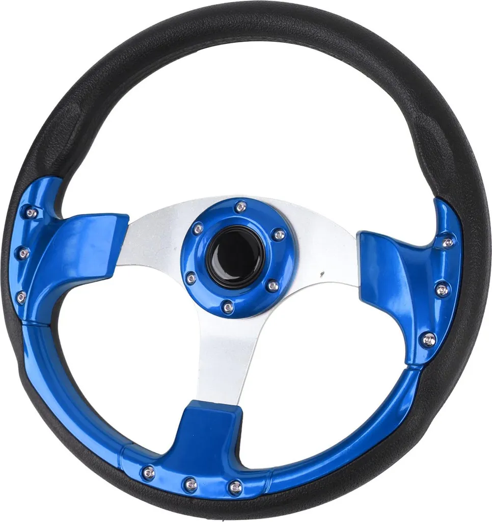 Volant universel bleu 14 pouces : remplacez votre volant usé par un style racing