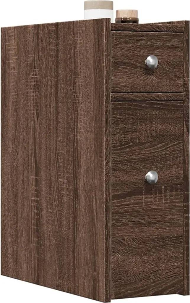 Mobiletto Bagno Slim Rovere Maison Exclusive - Organizzazione Ruote
