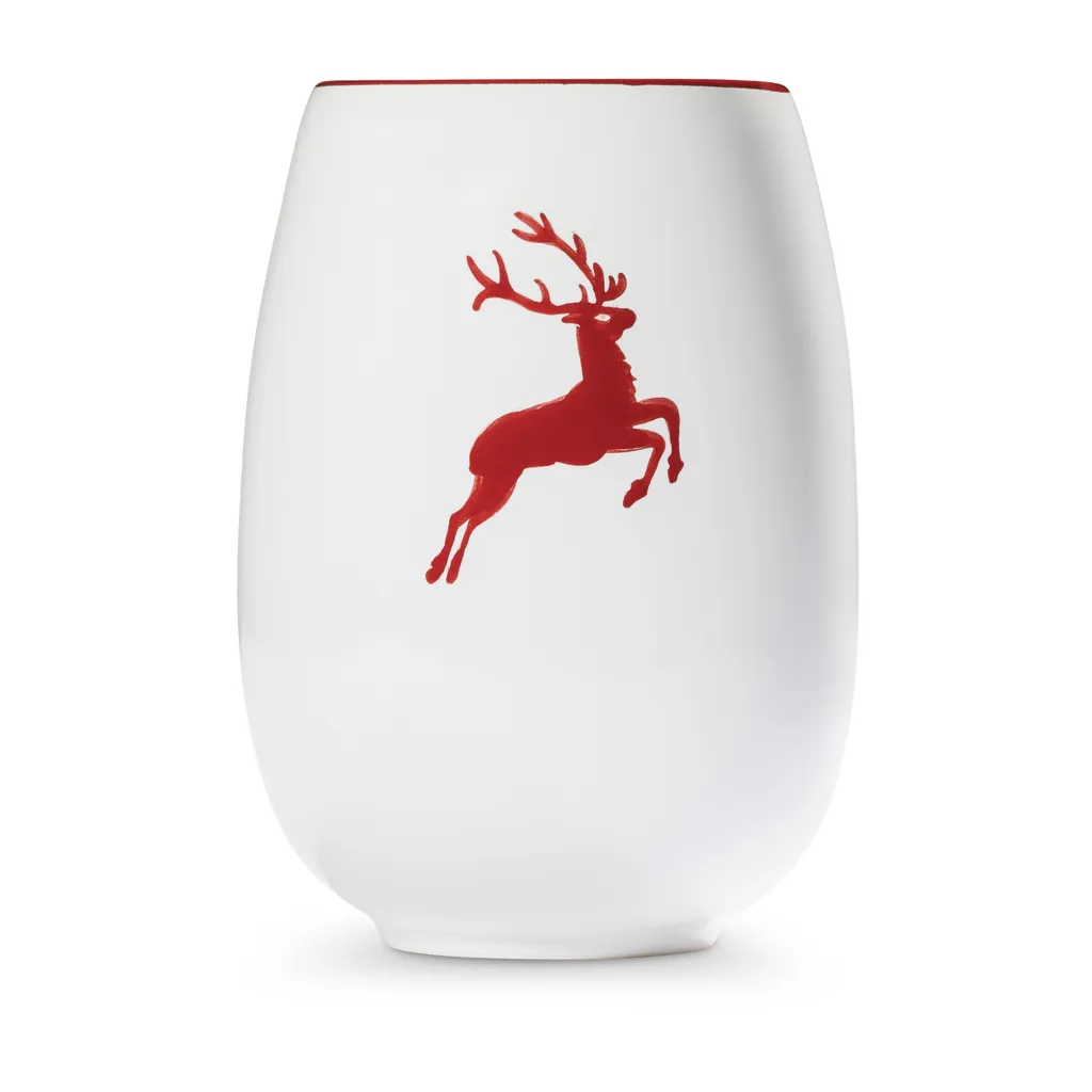 Vase fait main Gmundner Keramik Rubinroter Hirsch en céramique de 15cm