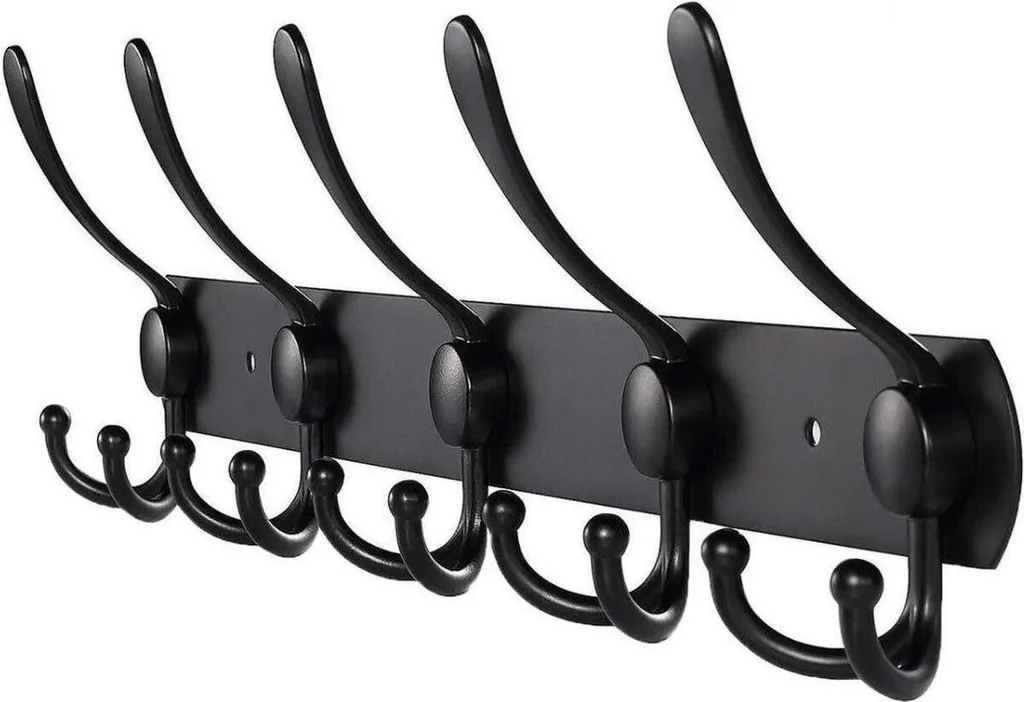 TOJ Living Armadio a muro - 45CM - 15 Ganci - Ganci per mantello - Ganci per armadio - Ganci per mantello a muro - Armadio - Armadio a muro - Portaoggetti a muro - Ganci per armadio a muro - Edelstahl - Schwarz