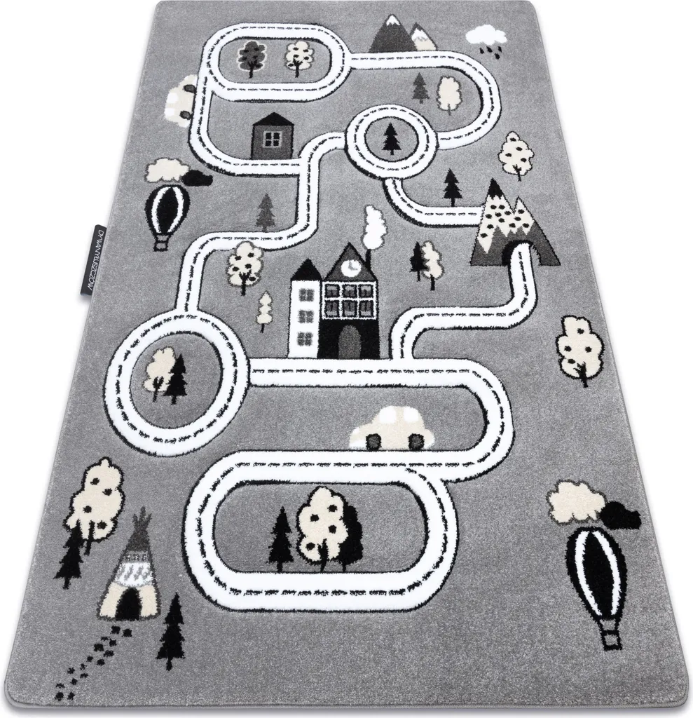 Tapis PETIT TOWN VILLE RUE gris 240x330 cm pour chambre d'enfant ludique